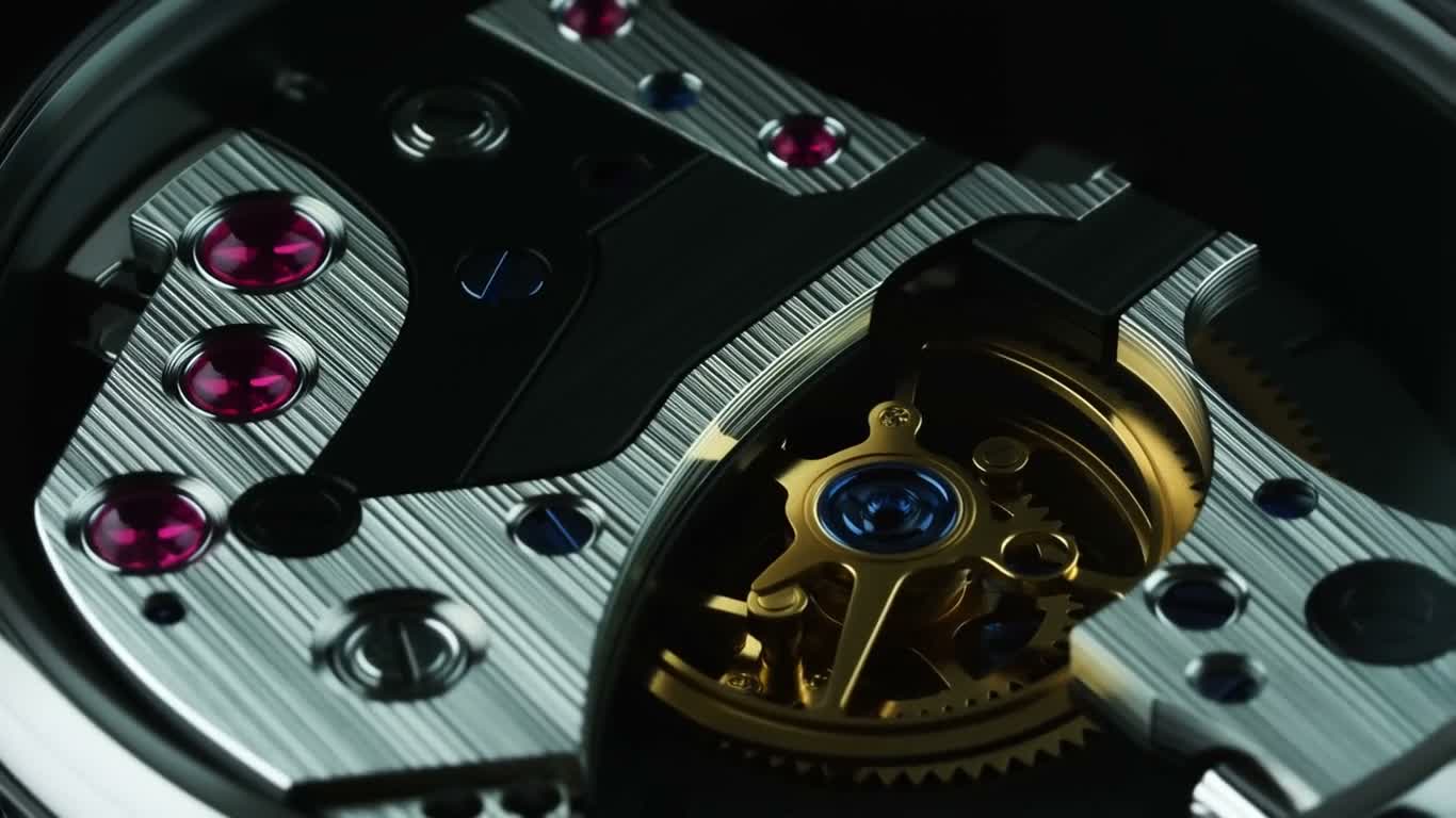 Macro view of a refined mechanical watch movement